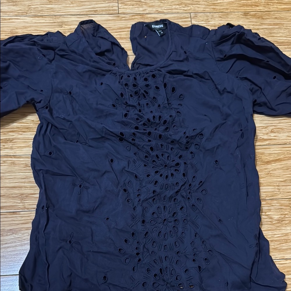 Express Black Embroidered Women's Top